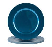 Argon Tableware Metallic Charger Plates - Blue - 33cm - Pack of 6 - Metallic Finish Reusable Dining Table Setting Plates for Christmas, Party Celebrations, Restaurant Decor Placemats