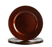 Argon Tableware Metallic Charger Plates - Dark Red - 33cm - Pack of 6 - Metallic Finish Reusable Dining Table Setting Plates for Christmas, Party Celebrations, Restaurant Decor Placemats