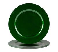 Argon Tableware 33Cm Metallic Charger Plates - Green - Set Of 6 Gloss Finish Reusable Dining Table Setting Plates Placemats
