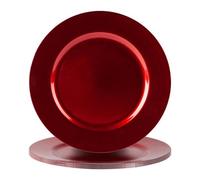 Argon Tableware Metallic Charger Plates - Red - 33cm - Pack of 6 - Metallic Finish Reusable Dining Table Setting Plates for Christmas, Party Celebrations, Restaurant Decor Placemats