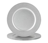 Argon Tableware Metallic Charger Plates - Silver - 33cm - Pack of 6 - Metallic Finish Reusable Dining Table Setting Plates for Christmas, Party Celebrations, Restaurant Decor Placemats