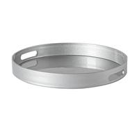 Argon Tableware 33cm Round Serving Tray with Handles - Silver - Metallic Finish Decorative Breakfast Tray Melamine Food Tray for Eating, Snacks, Drinks, Food Serving