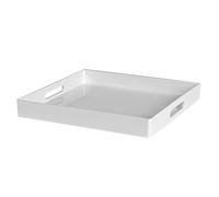 Argon Tableware 33cm Square Serving Trays with Handles - White - Metallic Finish Decorative Breakfast Dish Melamine Food Tray for Eating, Snacks, Drinks, Food Serving