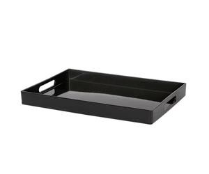 Argon Tableware 34.5 x 30cm Serving Tray with Handles - Black - Rectangular Tray Metallic Decorative Breakfast Tray Melamine Food Tray for Eating, Snacks, Drinks, Food Serving