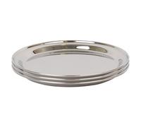 Argon Tableware 35.5cm Serving Platters - 3 Pack - Stainless Steel Chrome Dinner Tray Round Tray Plate Medium Appetizer Serving Dishes for Party, Events, Table Service, Snack Platters