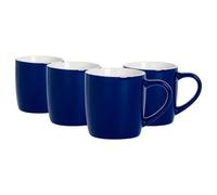 Argon Tableware Coloured Coffee Mugs - Navy - 350ml - Pack of 4 - Gloss Stoneware Latte Cappuccino Cups Hot Chocolate Cups Colourful Mug Set with Handle