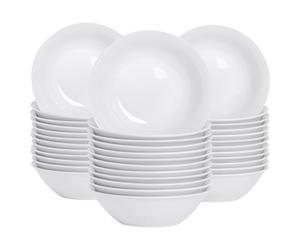 Argon Tableware 36x Classic White 18cm Cereal Bowls - Porcelain Ice Cream Ramen Oatmeal Dishes - Microwave and Dishwasher Safe