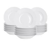 Argon Tableware 36x White Pasta Bowls - 23cm (9") - Ceramic Dinner Plates Dish Set Cereal Soup Serving Noodle Bowl - Dishwasher and Microwave Safe
