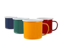 Argon Tableware 375Ml Enamel Mugs Set - 4 Colours - Metal Drinking Cups Coffee Teacup Mug Set Hot, Cold Drinks Cups