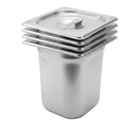 Argon Tableware 3L Gastronorm Containers with Lids 1/6 GN 200mm - 4 Pack
