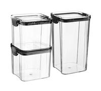 Argon Tableware 3pc Food Storage Containers Set - 2 Sizes - Reusable Airtight Clip-Top Container in Black Argon Tableware Black