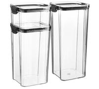 Argon Tableware 3pc Food Storage Containers Set - 3 Sizes - Reusable Airtight Clip-Top Container in Black Argon Tableware Black