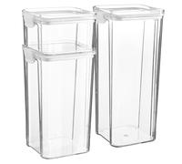 Argon Tableware 3pc Food Storage Containers Set - 3 Sizes - Reusable Airtight Clip-Top Container in White Argon Tableware White