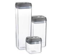 3 Piece Flip Lock Plastic Food Storage Containers Set Argon Tableware Grey One Size