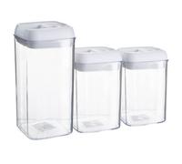 Argon Table Food Storage Containers with Airtight Flip Lock Lids - 3-Piece - White - Plastic Storage Tubs Tupperware Pantry Food Organiser for Cereal, Oats, Sugar, Coffee, Biscuits, Tea