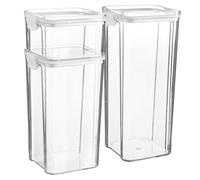 Argon Tableware 3Pc Food Storage Containers Set - White Reusable Airtight Stackable Meal Prep Lunch Box & Clip-Lock Lid - 3 Sizes