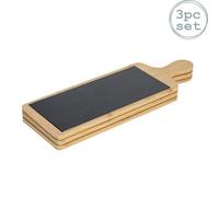 Argon Tableware 3X Bamboo Serving Paddles - 44.5 X 14.5Cm - Natural Slate Dinnerware Serving Platter Savoury Dish Cheese Board