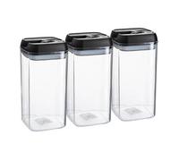 Argon Table Food Storage Containers with Airtight Flip Lock Lids - 1200ml - Black - 3 Pack - Plastic Kitchen Storage Tupperware Pantry Food Organiser for Cereal, Oats, Sugar, Coffee, Biscuits, Tea