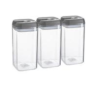 Argon Table Food Storage Containers with Airtight Flip Lock Lids - 1200ml - Grey - 3 Pack - Plastic Kitchen Storage Tupperware Pantry Food Organiser for Cereal, Oats, Sugar, Coffee, Biscuits, Tea