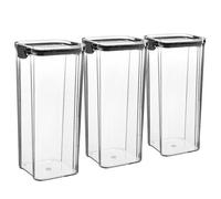 Argon Tableware Food Storage Containers - 1.8L - Black - Pack of 3 - Clear Airtight Reusable Stackable Freezer Storage Meal Prep Container Lunch Tupperware Box with Clip-Lock Lid