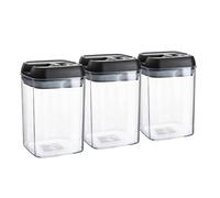 Argon Tableware Flip Lock Plastic Food Storage Containers - 800Ml - Black - Pack Of 3