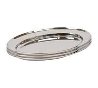 Argon Tableware 3X Oval Serving Platters - 35 X 24Cm - Stainless Steel Dinner Tray Oval Plate Small Appetizer Serving Dishes