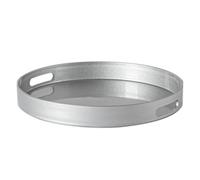 Argon Tableware 3X Serving Trays - 33Cm - Silver Round Tray Metallic Decorative Breakfast Tray Melamine Food Tray