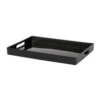 Argon Tableware 34.5 x 30cm Serving Trays with Handles - Black - Pack of 3 - Rectangular Tray Metallic Decorative Breakfast Dish Melamine Food Tray for Eating, Snacks, Drinks, Food Serving