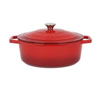 Argon Tableware 4.68L Oval Cast Iron Casserole Dish with Self-Basting Lid - Red Ombre - 1x Induction Hob Cooking Dutch Oven Bread Baking Serving Roasting Stew Stock Pot Cookware Pan