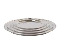 Argon Tableware 4 Piece Serving Platter Set - 25.5cm to 40.5cm - Stainless Steel Chrome Dinner Tray Round Plate Appetizer Serving Dishes for Party, Table Service, Snack Platters