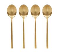 Argon Tableware 4 Stainless Steel Dessert Spoons - 20cm Gold Finish Modern Cutlery Set for Dining, Puddings & Desserts - Stylish Dishwasher Safe Tableware