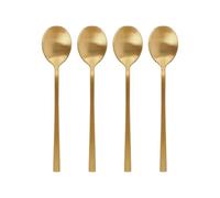Argon Tableware 4 Stainless Steel Teaspoons - 14.5cm Gold Finish Modern Cutlery Set for Tea, Coffee & Desserts - Stylish Dishwasher Safe Tableware