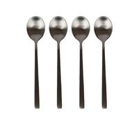 Argon Tableware 4 Stainless Steel Teaspoons - 14.5cm Matte Black Finish Modern Cutlery Set for Tea, Coffee & Desserts - Stylish Dishwasher Safe Tableware