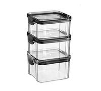 Argon Tableware 460Ml Food Storage Containers - 3X Airtight Reusable Meal Prep Lunch Storage Container With Black Clip-Lock Lid