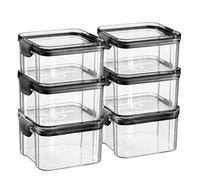Argon Tableware 460Ml Food Storage Containers - 6X Airtight Reusable Meal Prep Lunch Storage Container With Black Clip-Lock Lid