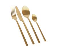 Argon Tableware 48 Piece Stainless Steel Cutlery Set - Gold - Dining Forks Knives Spoons High Polished Metal 4-Person Table Fork Knife Spoon Set