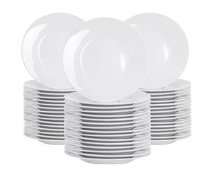 Argon Tableware 48x White 15.4cm (6 Inch) Wide Rimmed Side Plates - Desert Serving Dinner Set Bread Plate - Dishwasher and Microwave Safe Ceramic