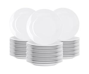 Argon Tableware 48x White Wide Rimmed Dessert/Small Dinner Plate 19cm (7.5") - Desert Serving Dinner Set Bread Plate - Microwave and Dishwasher Safe
