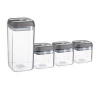 Argon Tableware 4Pc Food Storage Containers Set - Grey Airtight Plastic Storage Pantry Food Organiser With Flip Lock Lid 2 Sizes