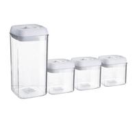 Argon Table Food Storage Containers with Airtight Flip Lock Lids - 4-Piece - White - Plastic Storage Tubs Tupperware Pantry Food Organiser for Cereal, Oats, Sugar, Coffee, Biscuits, Tea