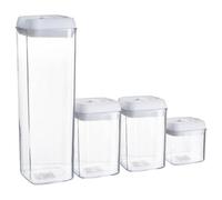Argon Table Food Storage Containers with Airtight Flip Lock Lids - 4-Piece - White - Plastic Storage Tubs Tupperware Pantry Food Organiser for Cereal, Oats, Sugar, Coffee, Biscuits, Tea