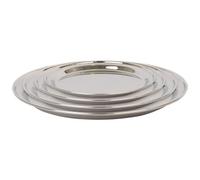 Argon Tableware 4Pc Round Stainless Steel Serving Tray Set - 25.5Cm-40.5Cm