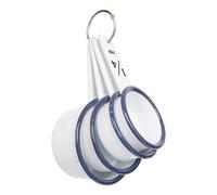 Argon Tableware 4Pc White Enamel Measuring Cups Set - Blue, White