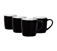 Argon Tableware 4X Coloured Coffee Mugs - 350Ml - Black - Durable Stoneware Cappuccino Tea Cup Dishwasher & Microwave Safe