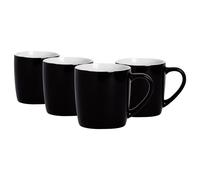 Argon Tableware 4x Coloured Coffee Mugs - 350ml - Durable Stoneware Cappuccino Tea Cup in Black Argon Tableware Black