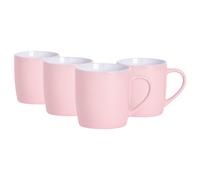 Argon Tableware 4x Coloured Coffee Mugs - 350ml - Durable Stoneware Cappuccino Tea Cup in Pink Argon Tableware Pink
