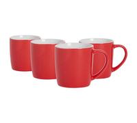 Argon Tableware Coloured Coffee Mugs - Red - 350ml - Pack of 4 - Gloss Ceramic Stoneware Latte Cappuccino Cups Hot Chocolate Cups Colourful Mug Set with Handle