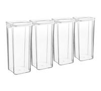 Argon Tableware Food Storage Containers - 1.8L - White - Pack of 4 - Clear Airtight Reusable Stackable Freezer Storage Meal Prep Container Lunch Tupperware Box with Clip-Lock Lid