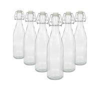Argon Tableware 520ml Glass Bottles with Swing Top - Clear - 6x Reusable Empty Water Wine Milk Olive Oil Juice Gin Home Brew Brewing Drinking Fridge Dispenser Storage Jars with Stopper Lid
