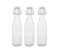 Argon Tableware 520ml Glass Bottles with Swing Top Reusable Water Brewing - Pack of 3 in Clear Argon Tableware Clear